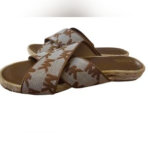 Michael‎ Kors Brown and Cream Espadrille Slides Size 7.5